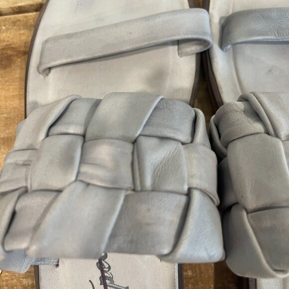 🖤 Free People Winding River Slip-On Flat Quilted Woven Sandals Grey Blue - Picture 8 of 10